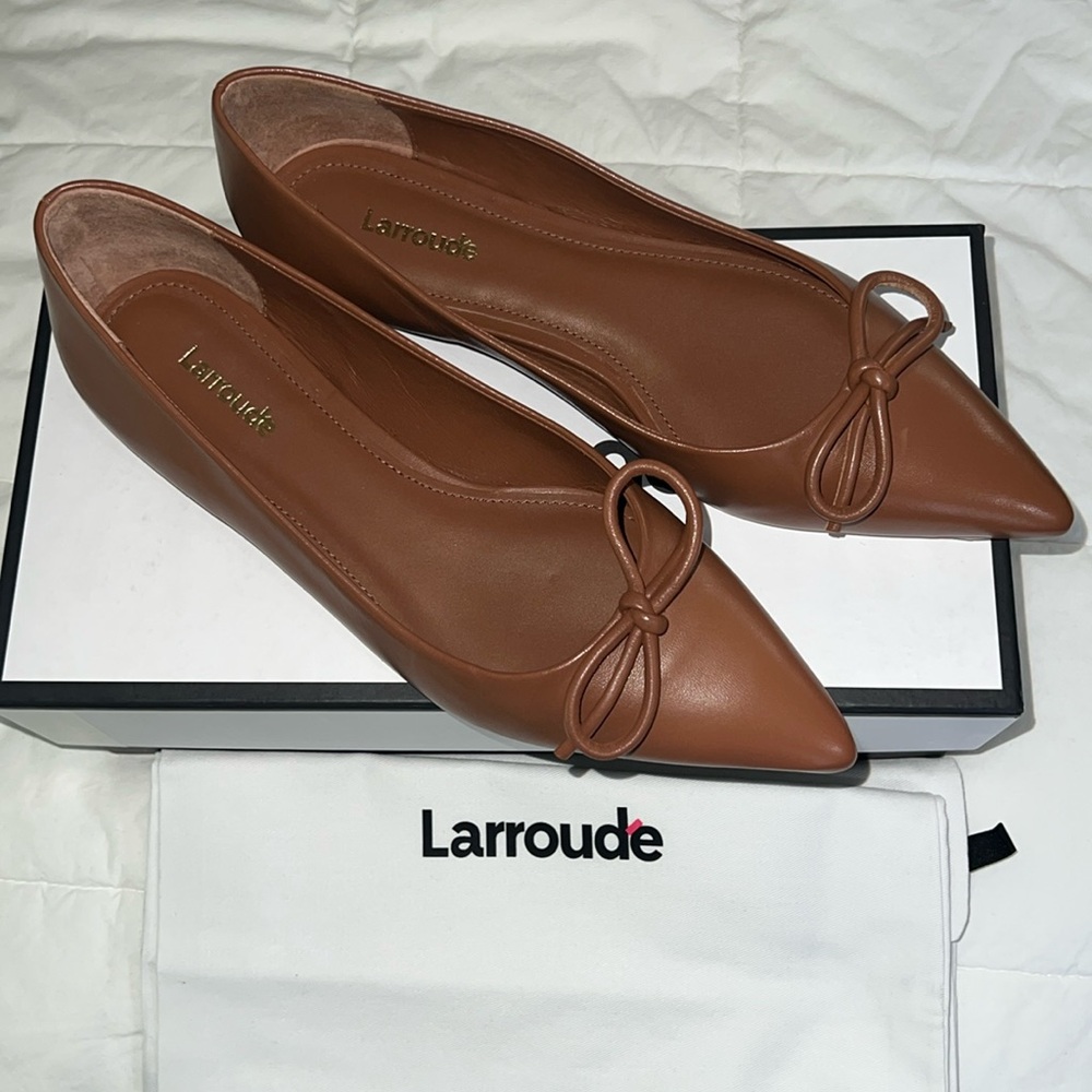 LARROUDE Women's Lee Pointed Toe Embellished Slip On Flats